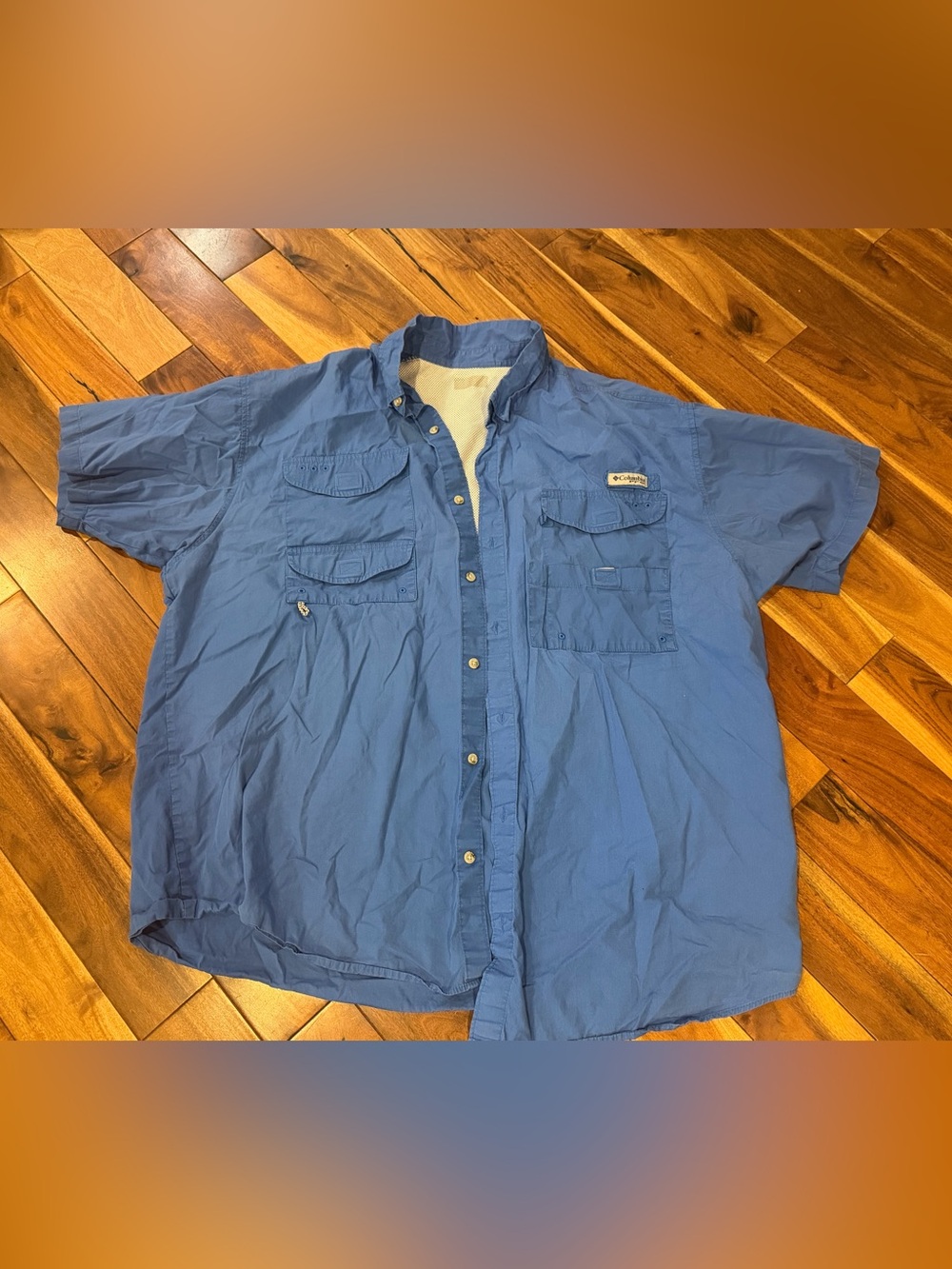 Columbia Men’s Light Blue Outdoor Fishing Shirt - Short Sleeve Button-Up